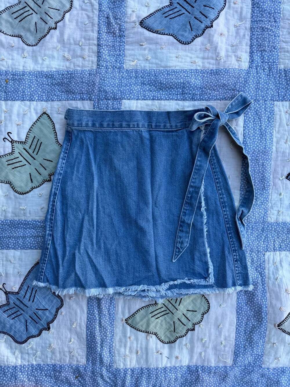 Madewell Raw-Hem Denim Mini Wrap Skort